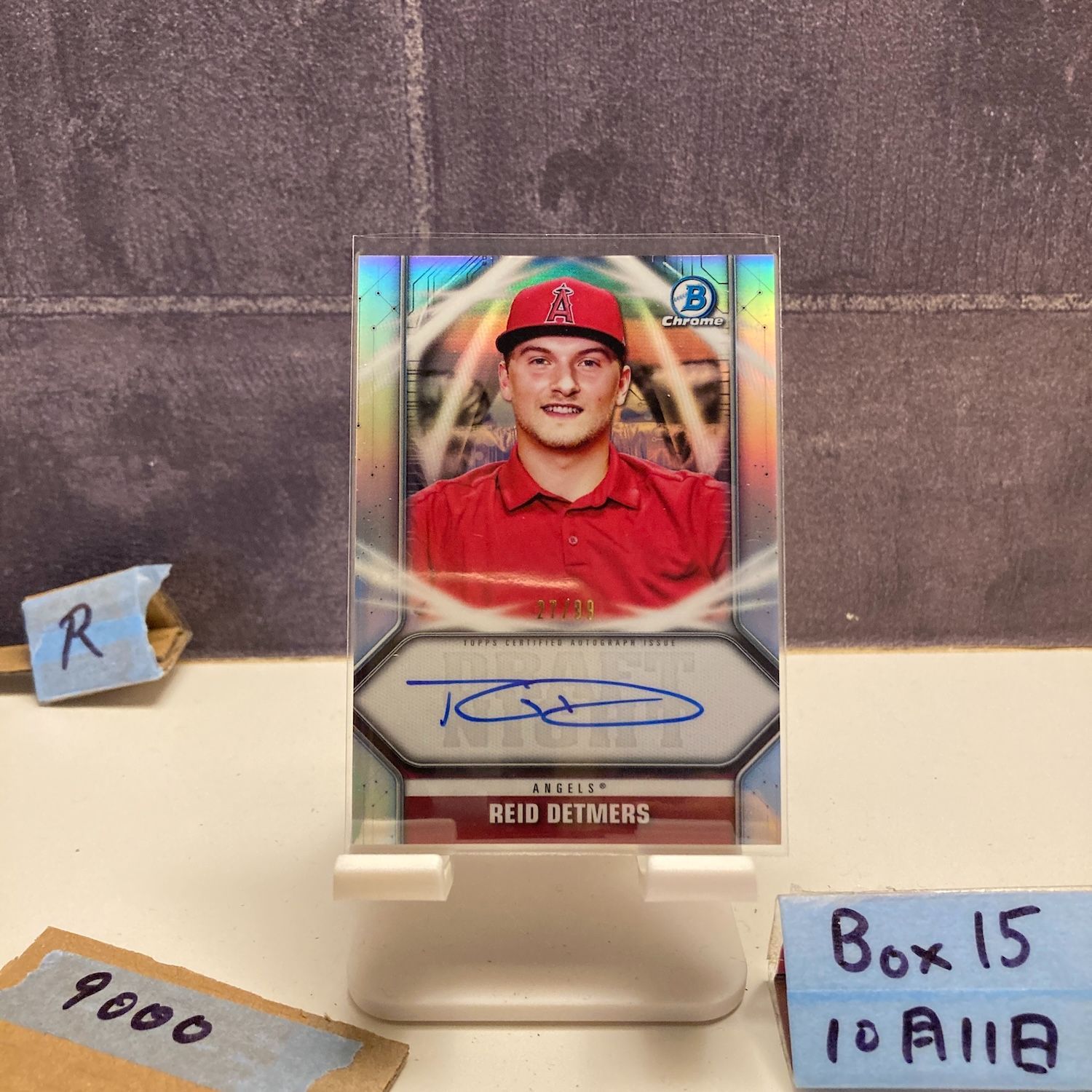 2020 Topps Bowman Chrome Reid Detmers 27 39 直筆サインカード Los Angeles Angels Refractor カード