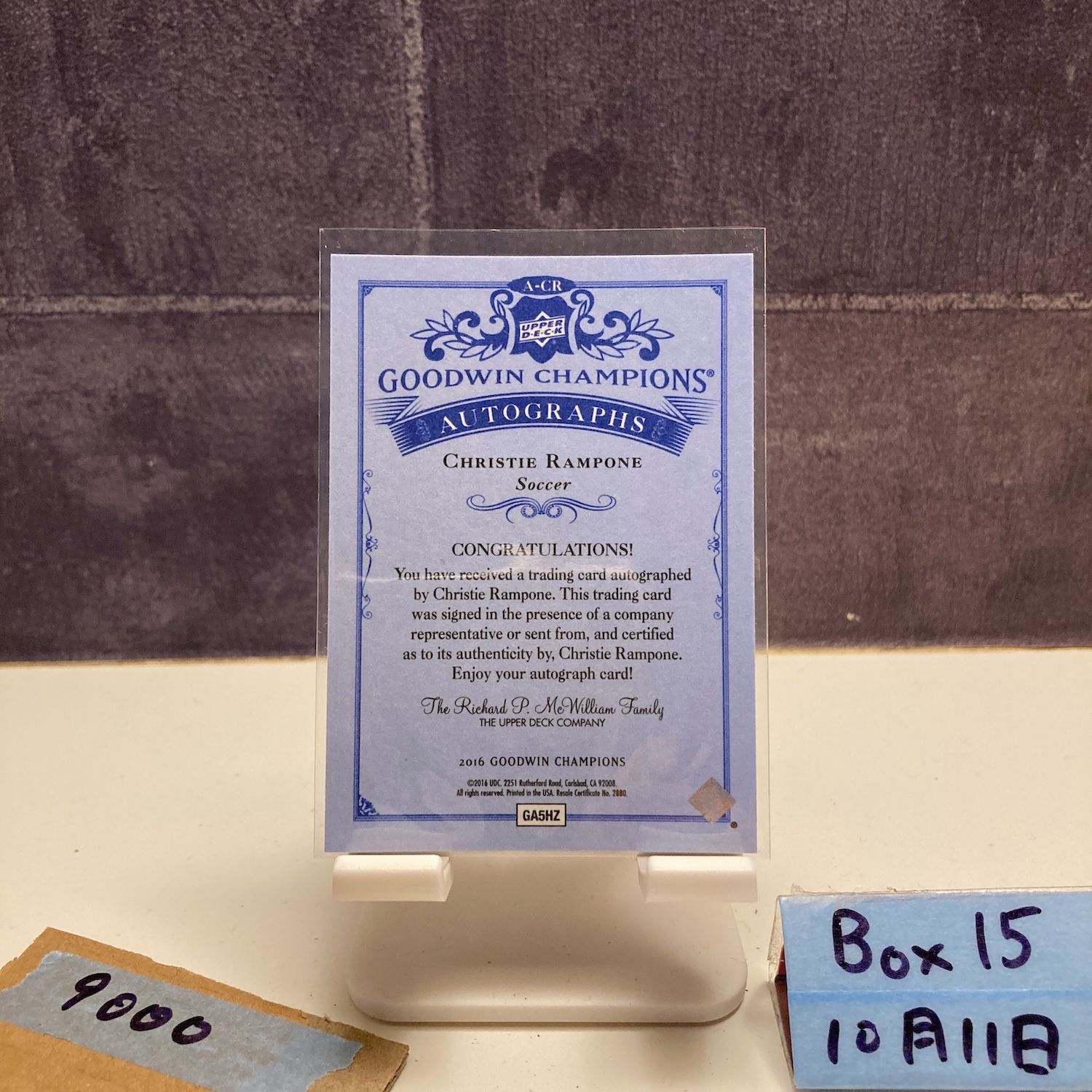 2016 Upper Deck Goodwin Champions Christie Rampone 直筆サインカード USA カード