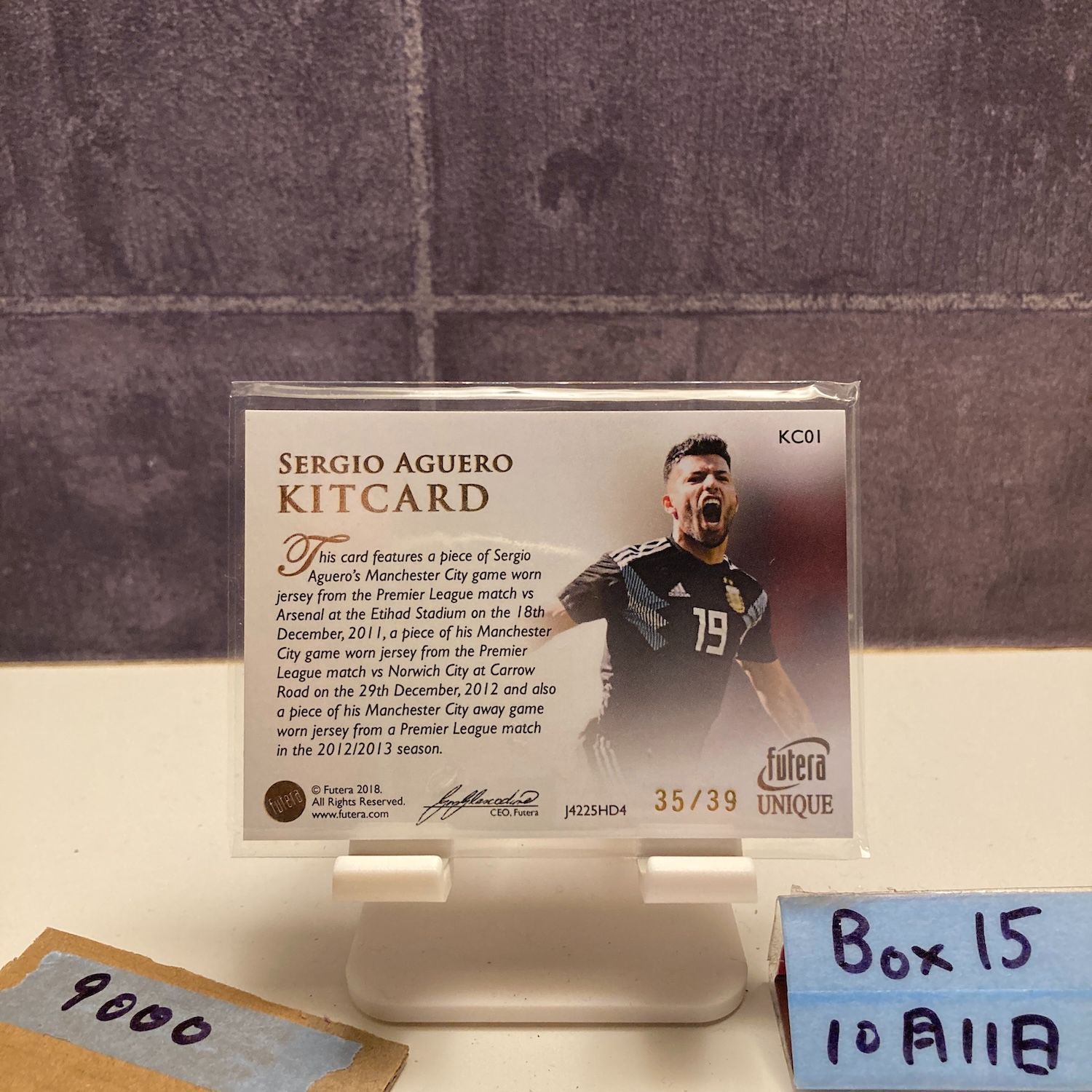 2018 Futera UNIQUE Sergio Aguero 35 39 MANCHESTER CITY ARGENTINA KITCARD ジャージ カード