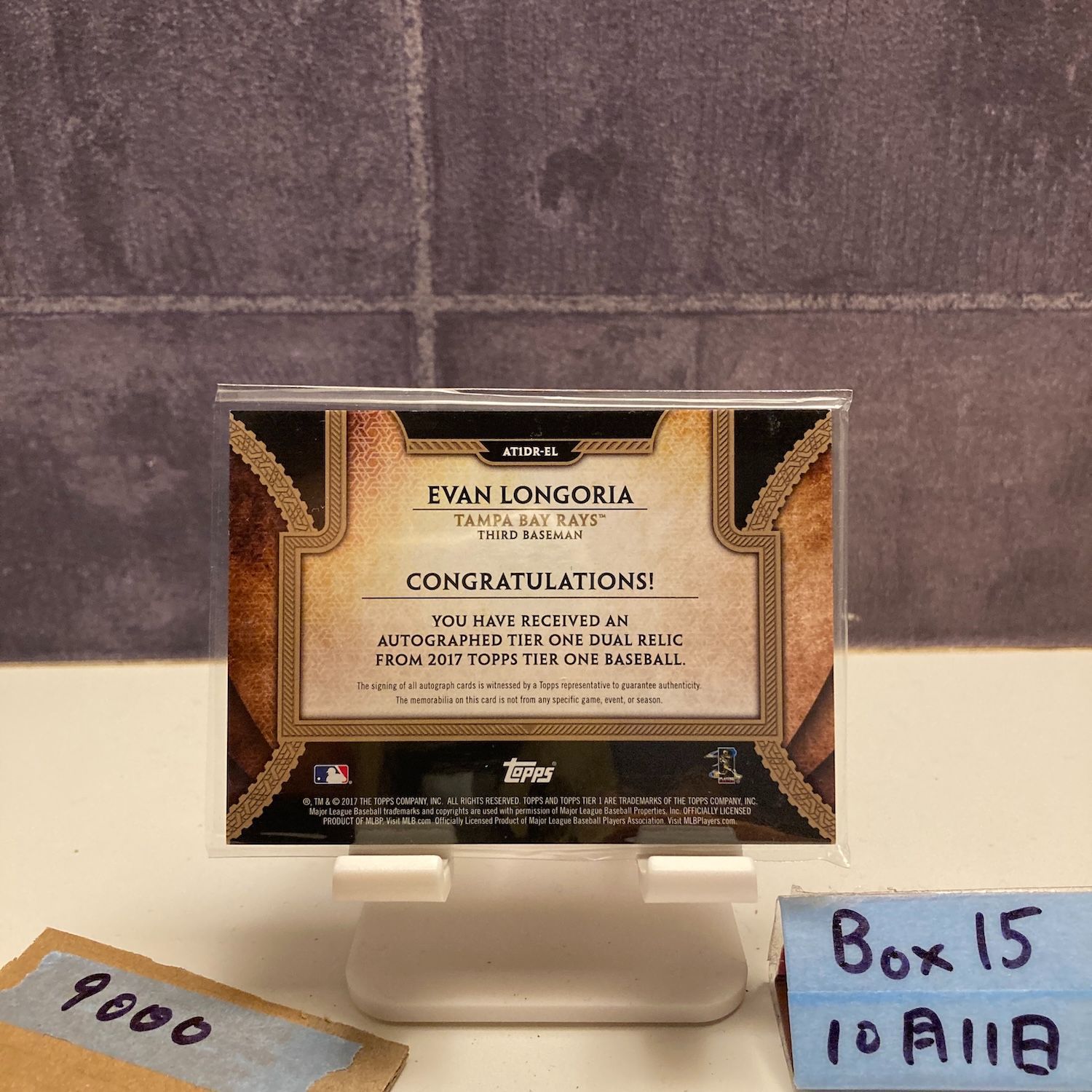2017 Topps Tier One Evan Longoria 22 25 直筆サインカード Tampa Bay Rays Memorabilia パッチ カード