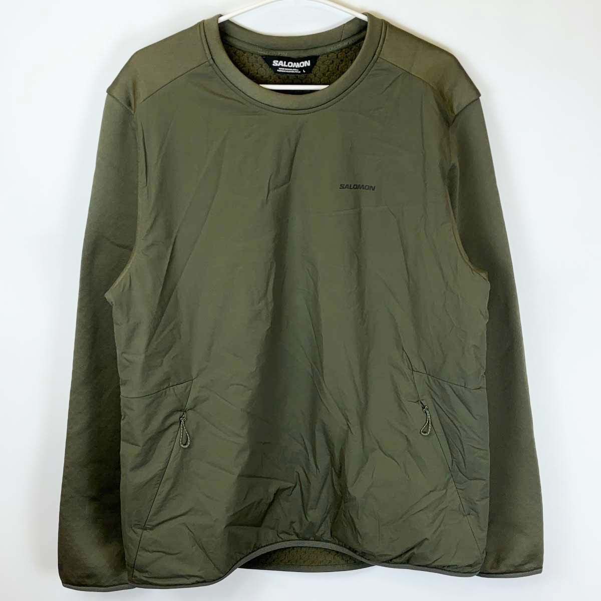 サロモン OUTLINE WARM HYBRID クルーネックプルオーバー スウェット L Grape Leaf メンズ SALOMON 裏フリース アウトドアウェア