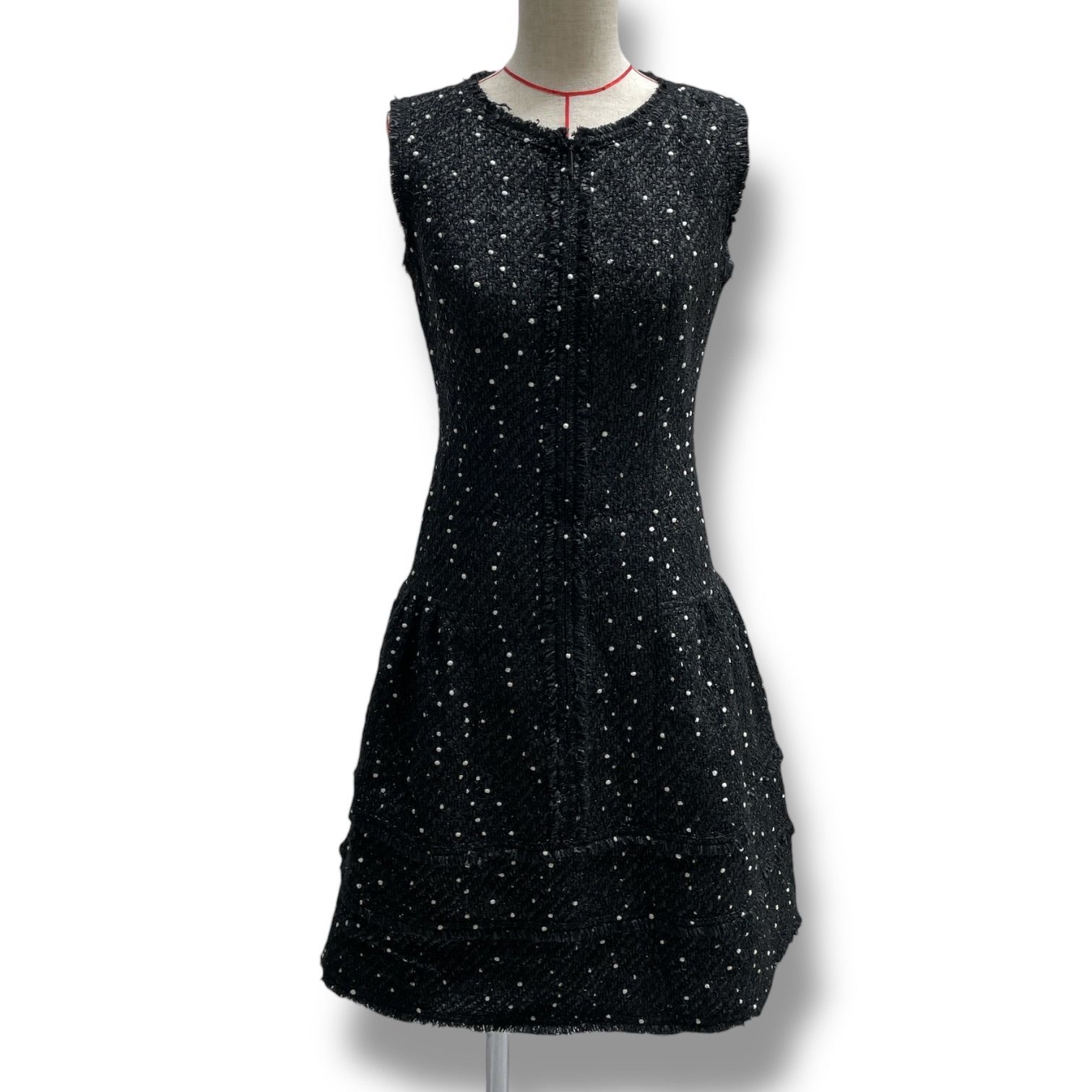 Rene ルネ フロントジップ ツイードワンピース ドレス ノースリーブ