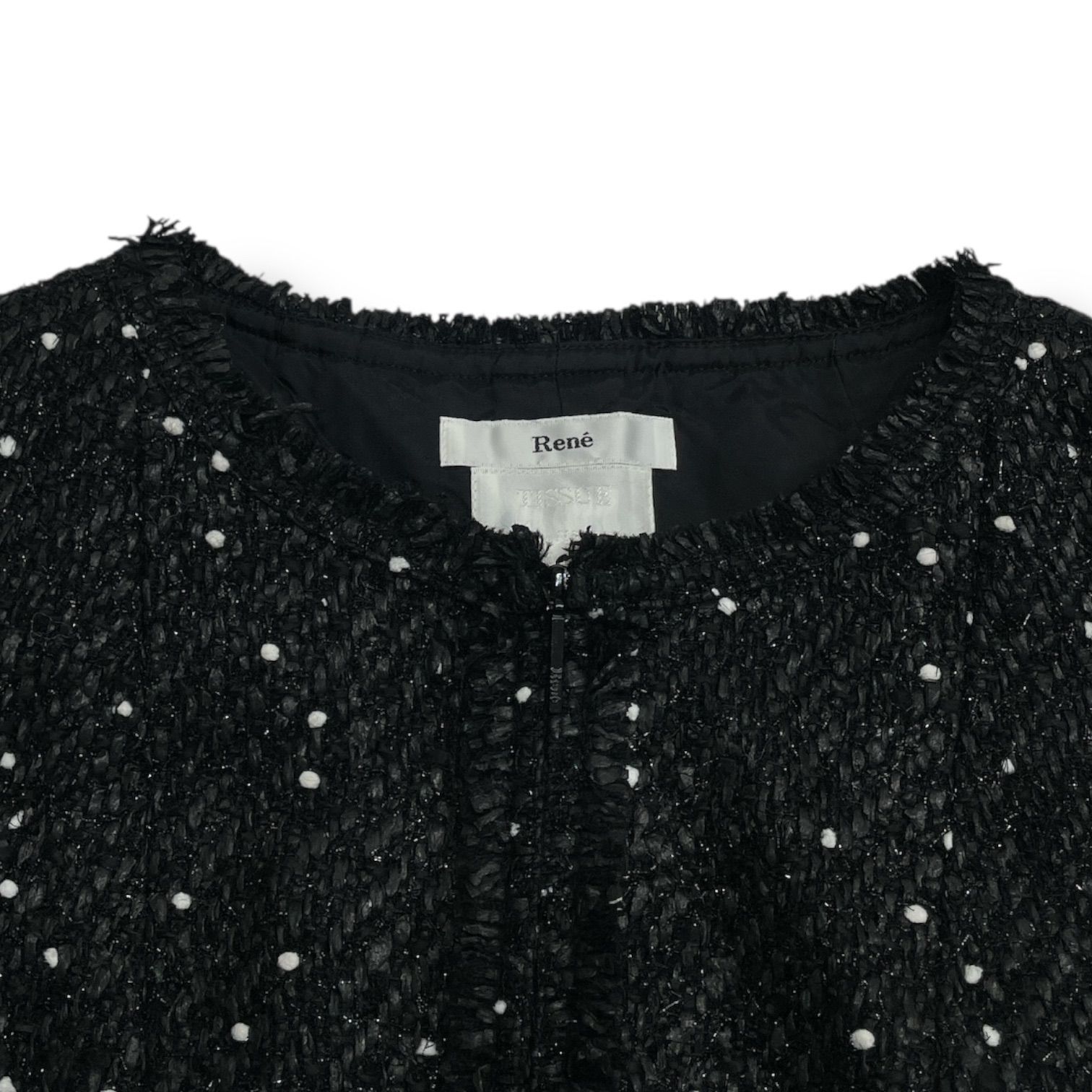 Rene ルネ フロントジップ ツイードワンピース ドレス ノースリーブ