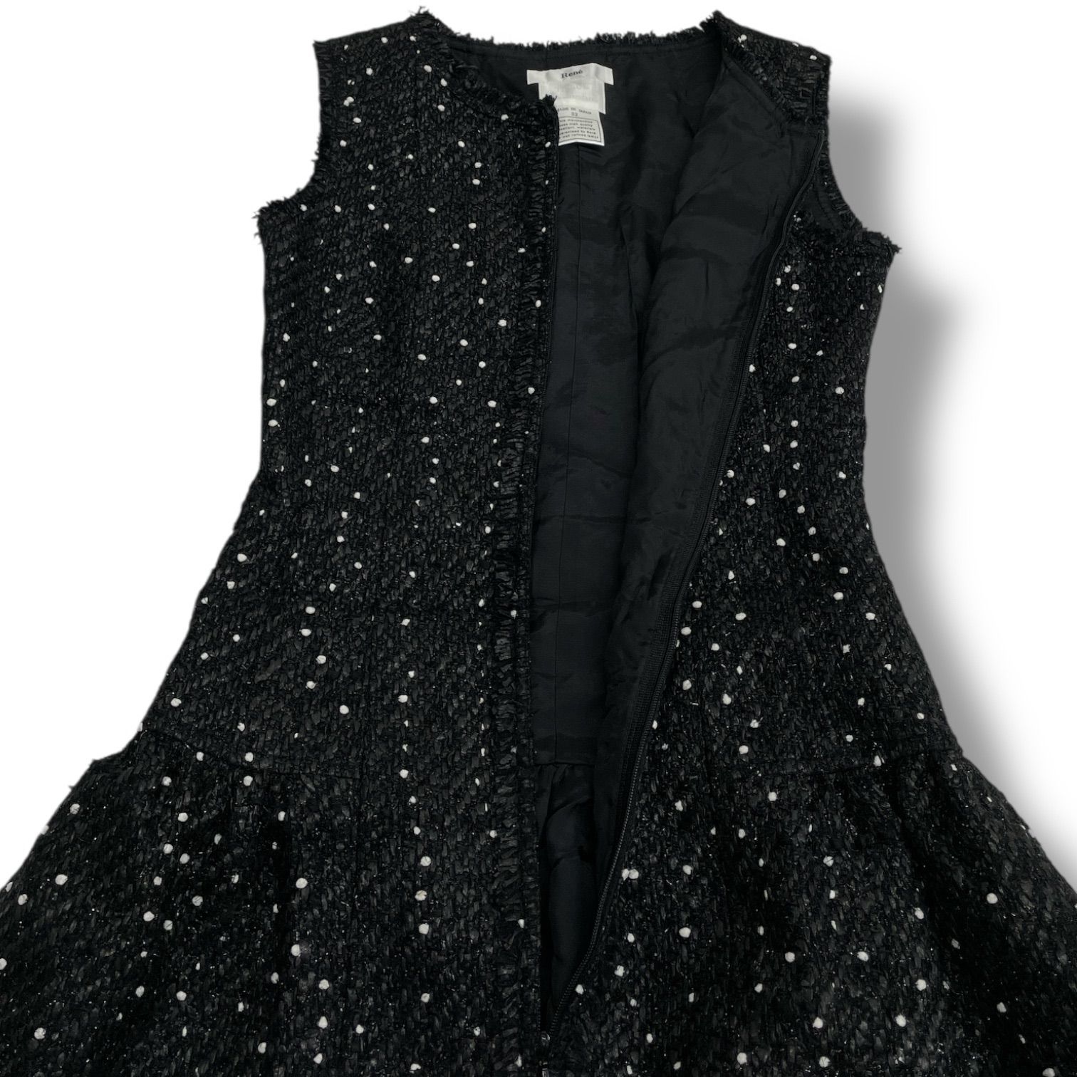 Rene ルネ フロントジップ ツイードワンピース ドレス ノースリーブ