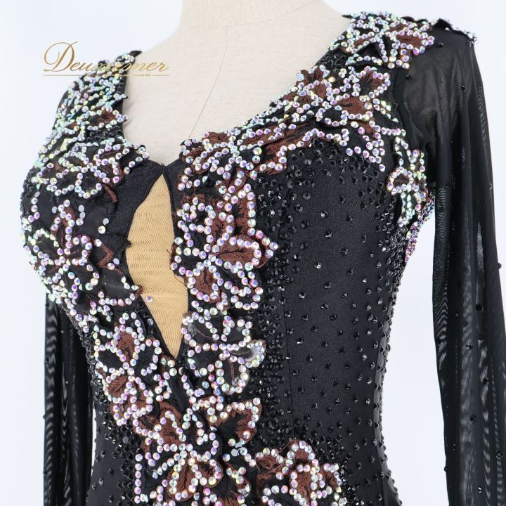 社交ダンス 衣装 ラテン ドレス ワンピース ラテンドレス 黒 デモ 競技