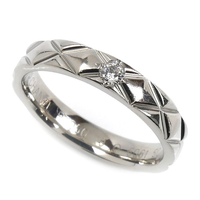 CHANEL シャネル Pt 950プラチナ マトラッセ 1 Pダイヤ リング 指輪 J 2822 ダイヤモンド 10号 50 5 g レディース