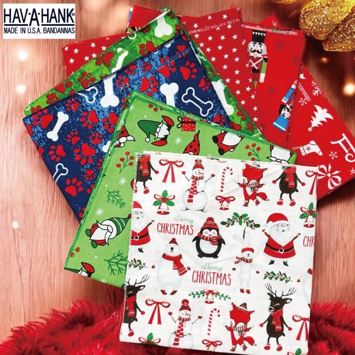 ハバハンク HAV-A-HANK バンダナ クリスマス 単品 USA製 綿100% 大判