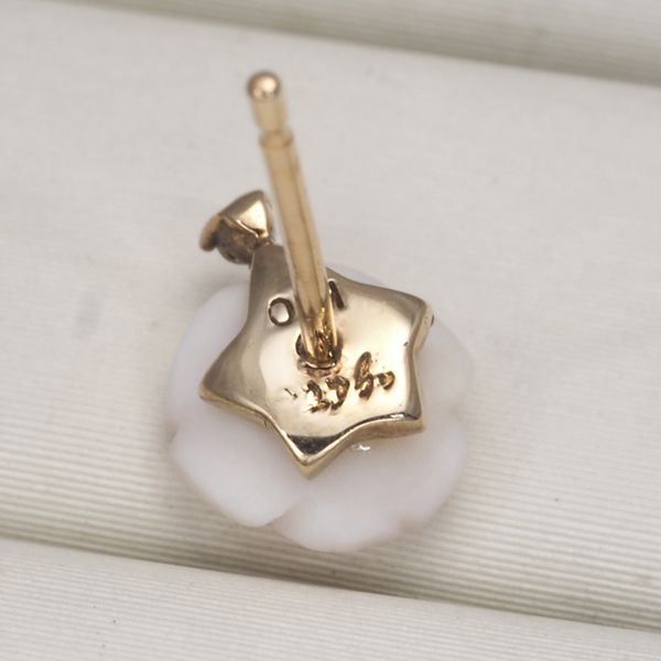 アガット ピアス シェル ダイヤ ダイヤモンド 薔薇 フラワー K10YG