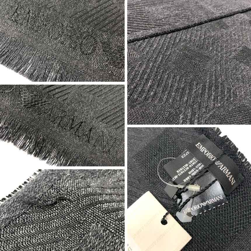 EMPORIO ARMANI エンポリオ アルマーニ ストール ショール ブラック 黒 aq12220