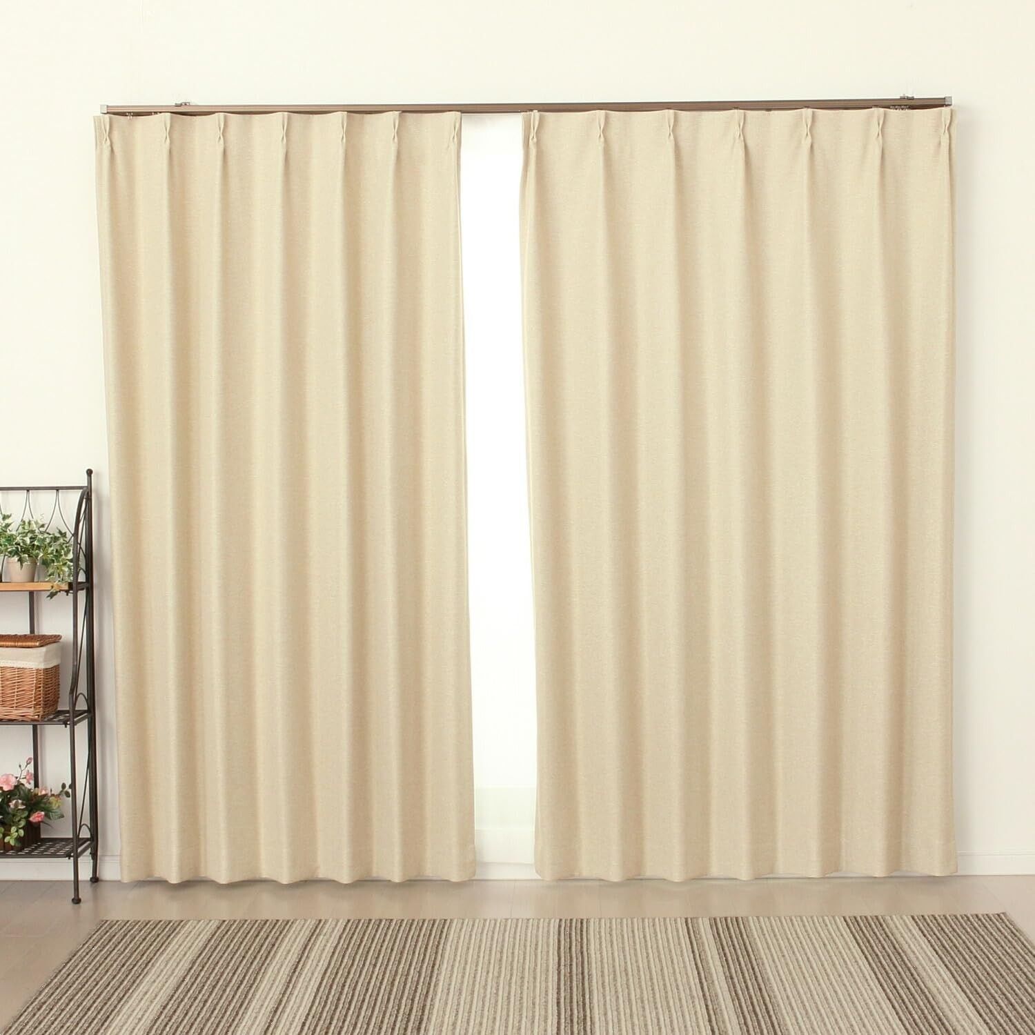 断熱 節電 保温 100 205 防寒 幅100 x丈205 cm 組 5089アイボリーIV 省エネ ピュリー 二重織り 冷暖房効果アップ 防炎加工 1級遮光 厚手 遮光カーテン