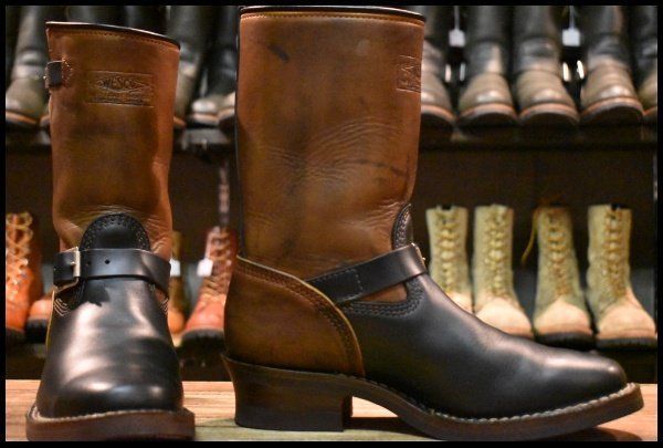 9 5 E 15年 WESCO ウエスコ ナローボス 7710 ホースハイド エンジニア ブラック ブラウン ツートン ブーツ BOSS FK 127