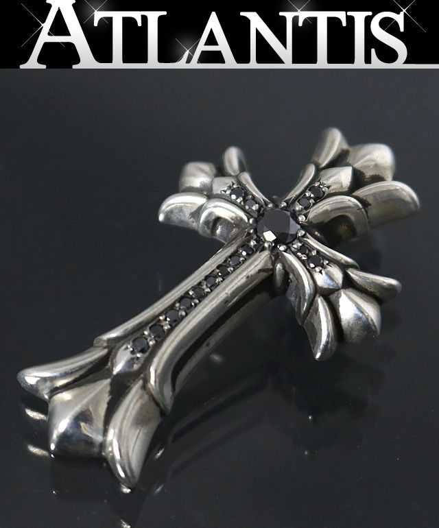 CHROME HEARTS クロムハーツ スモール ダブルCHクロス アフターブラックダイヤ ペンダント シルバー SV 925 100966