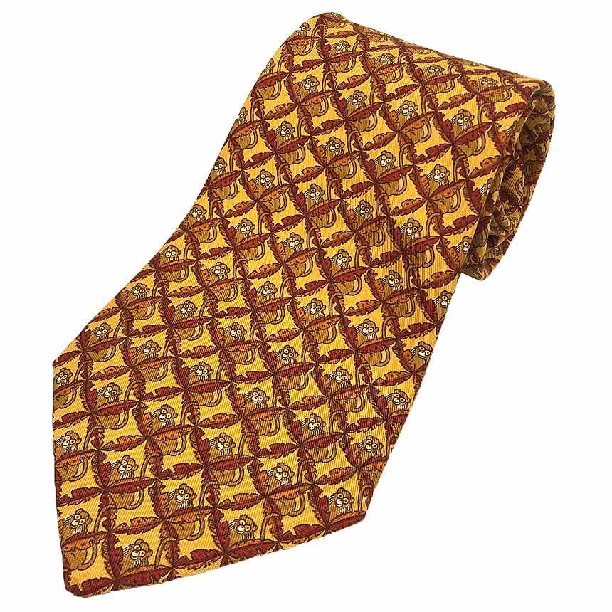 Salvatore Ferragamo フェラガモ ネクタイ オレンジ系 馬柄 犬 プードル シルク100％ メンズ ビジネス スーツ ギフト  プレゼント 贈り物 ラッピング包装可【中古】新居浜店 ◇サルバトーレフェラガモ シルクネクタイ イタリア製 総柄 馬 ◇サルバトーレフェラガモ シルク  ... フェラガモネクタイ