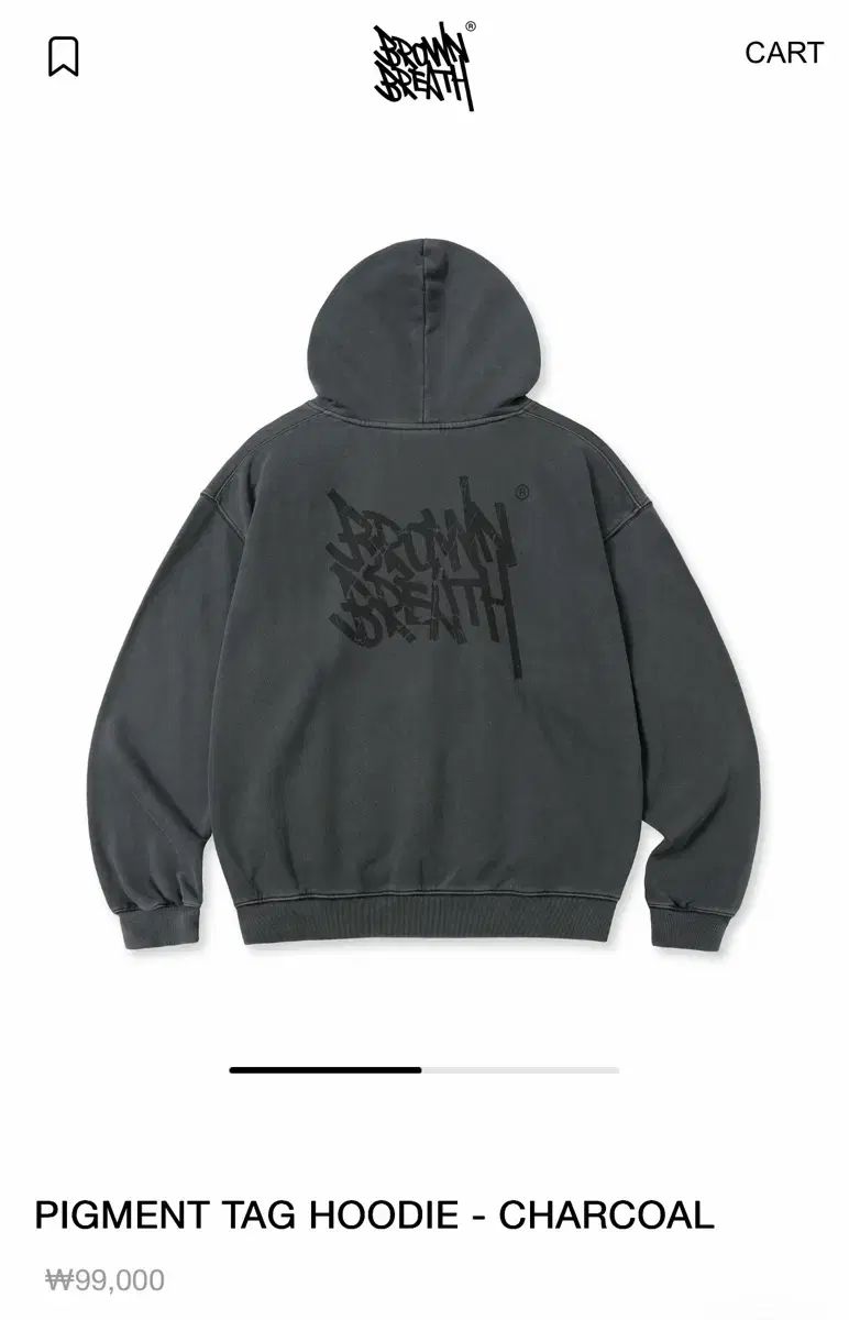 ブラウンブレス PIGMENT TAG HOODIE CHARCOAL