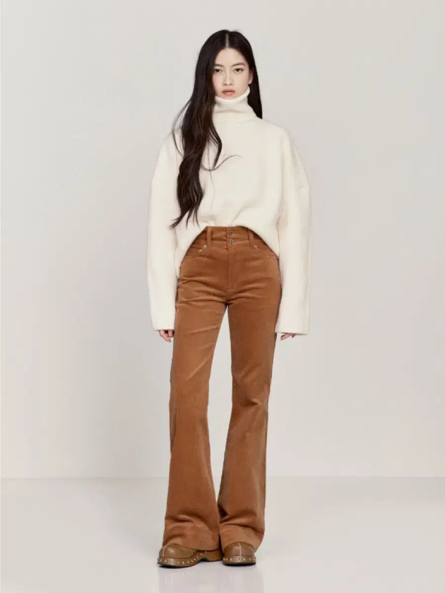 アサン asang コーデュロイ ハイブーツカット キャメル m