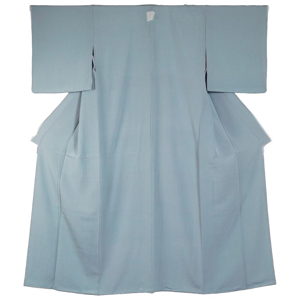 色無地 ライトブルー色系無地 丸に木瓜紋 一つ紋入り Sサイズ 無地 リサイクル着物 着物 紋 正絹 紋付 リサイクル色無地 初釜 お茶 お茶会