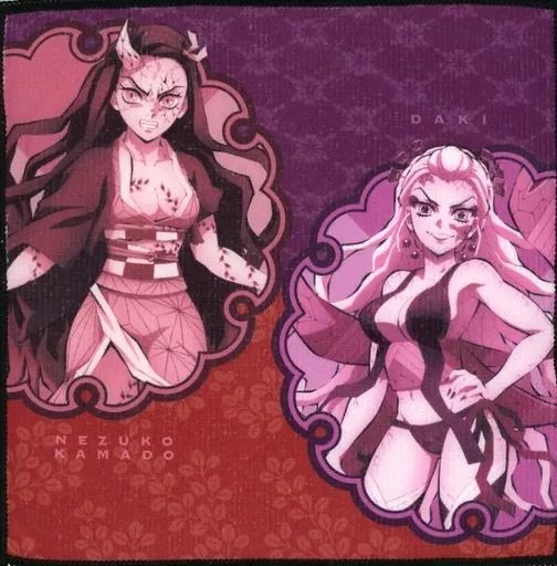 中古】雑貨 竈門禰豆子＆堕姫 ハンドタオル 「一番くじ 鬼滅の刃 ～鬼