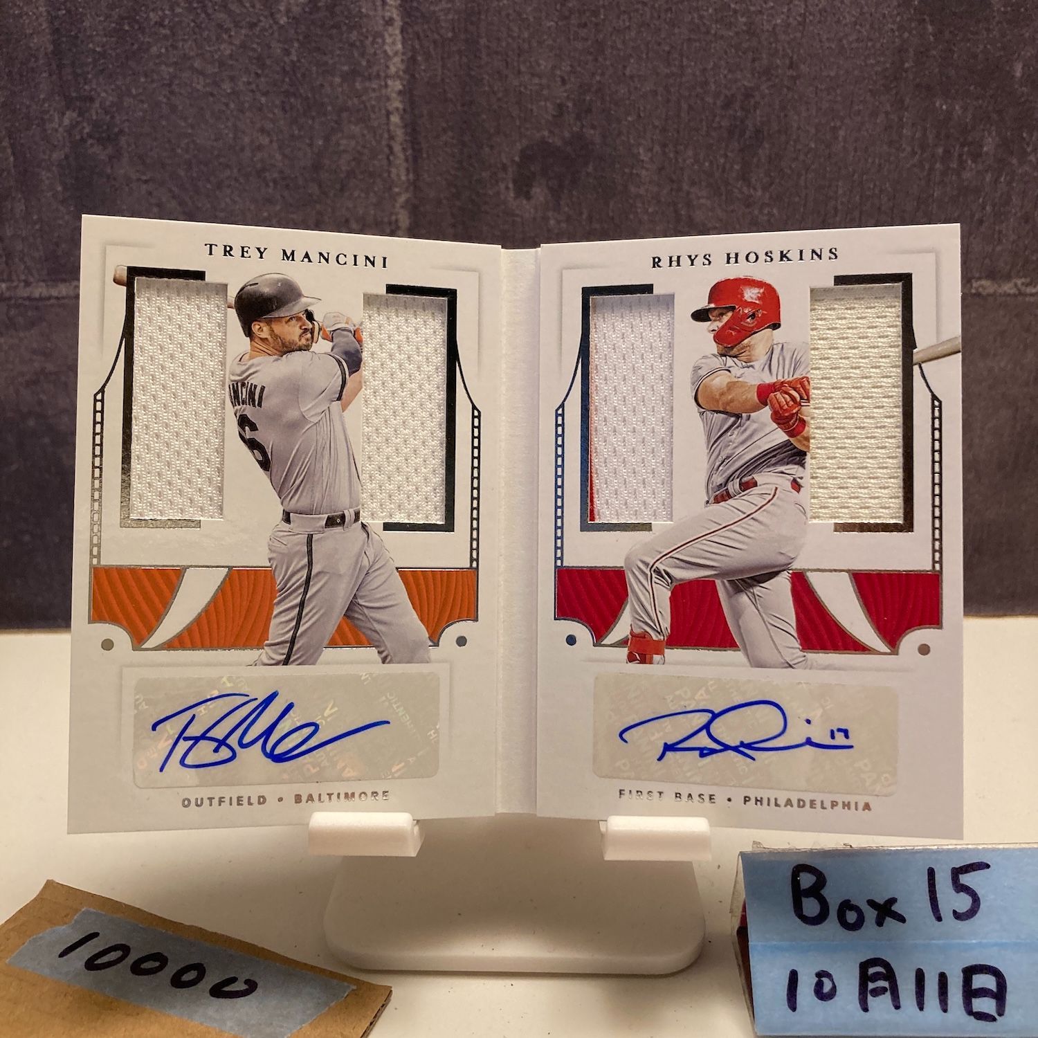 2019 Panini National Treasures Trey Mancini Rhys Hoskins 69 99 直筆サインカード Baltimore Orioles Dual ジャージ Booklet カード
