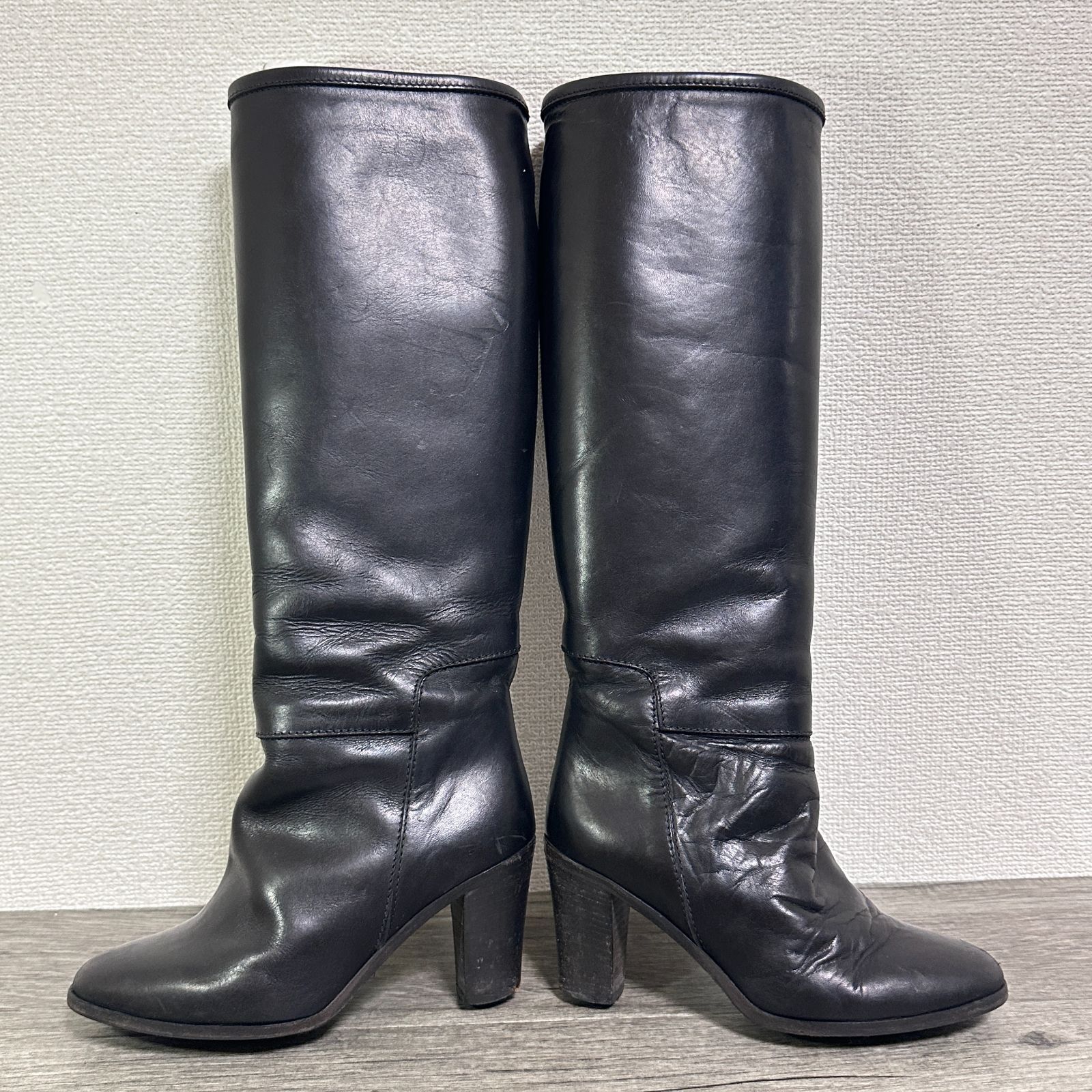 A.P.C. アーペーセー イタリア製 本革 レザーロングブーツ ラウンド