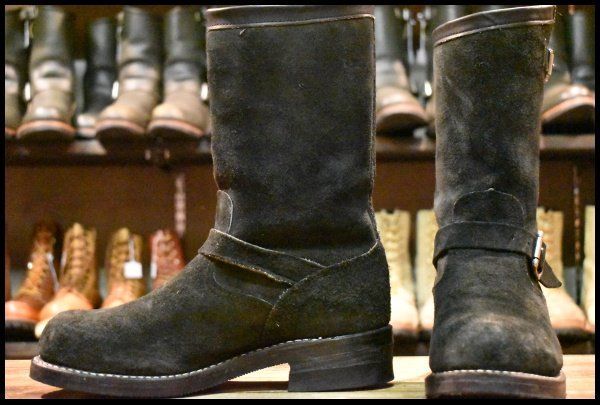 8E 良品 黒タグ】Chippewa チペワ 91069 黒スエード エンジニア