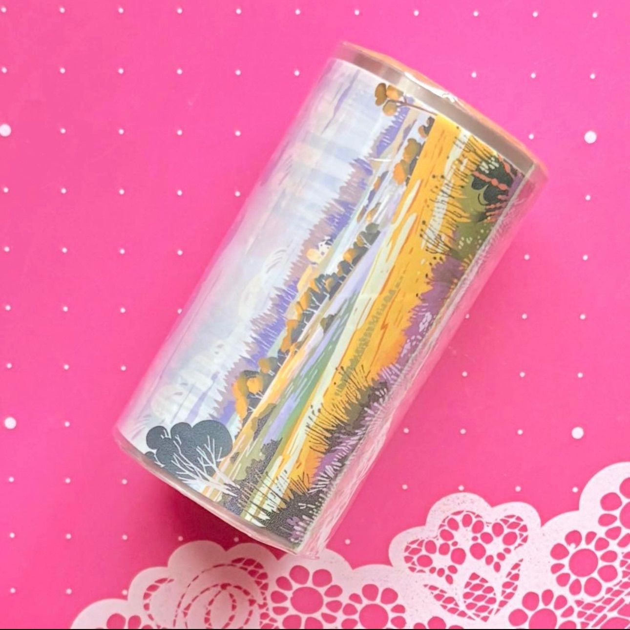 PET 7cm×2m 稻浪金秋 海外マスキングテープ 海外マステ 風景 英字