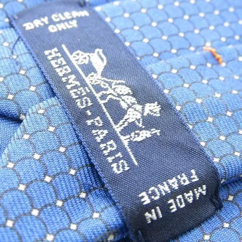 極美品♪ HERMES エルメスのネクタイ パターン柄 ブルー系 - メルカリ