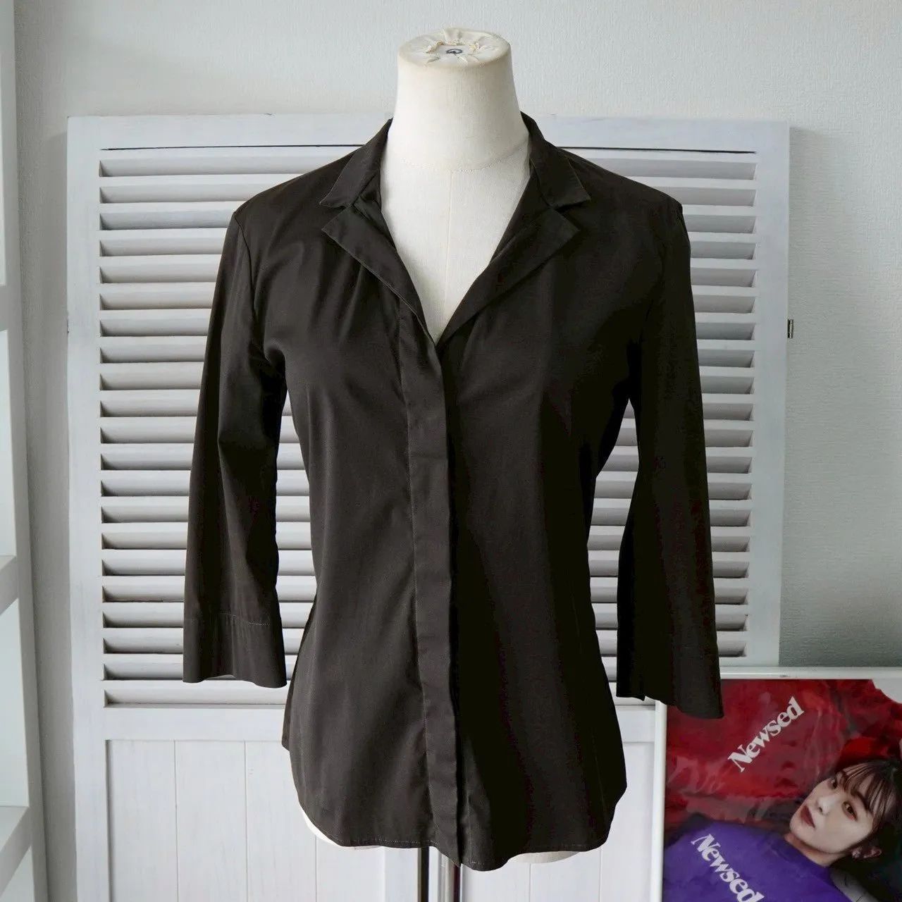 ジルサンダー 七分丈 シャツジャケット カーキ レディース