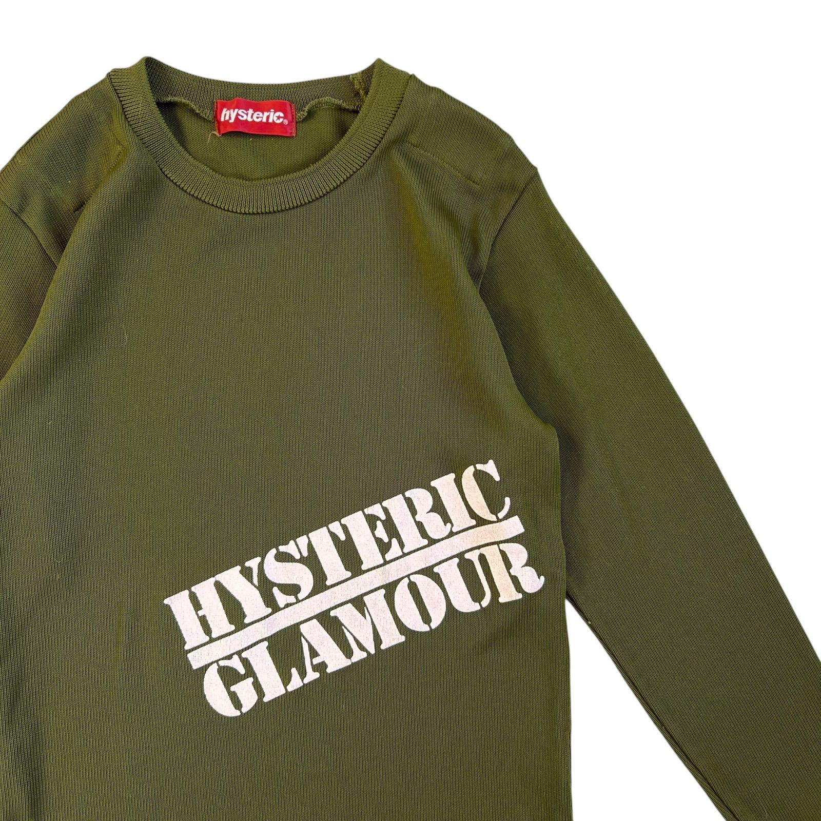 HYSTERIC GLAMOUR カーキ 長袖ニット フリーサイズ HYSTERIC GLAMOUR（ヒステリックグラマー）の「CRASH BABY セーター