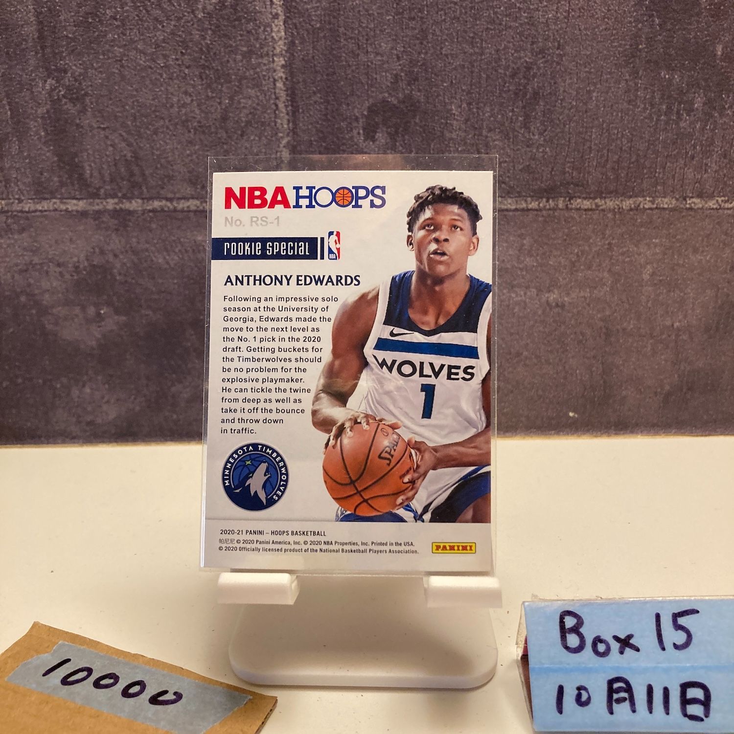 2020-21 Panini NBA Hoops Anthony Edwards Minnesota Timberwolves RC ルーキー Rookie Special Blue カード