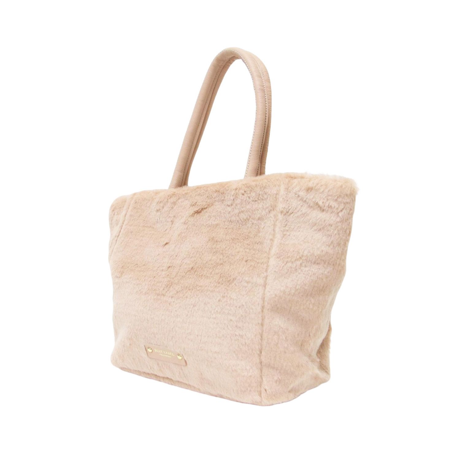 BLUE LABEL CRESTBRIDGE ブルーレーベル クレストブリッジ バッグ ピンクベージュ フェイクファー ハンドバッグ トートバッグ 肩掛け ブランドロゴ 牛革 ブランド カバン レディース