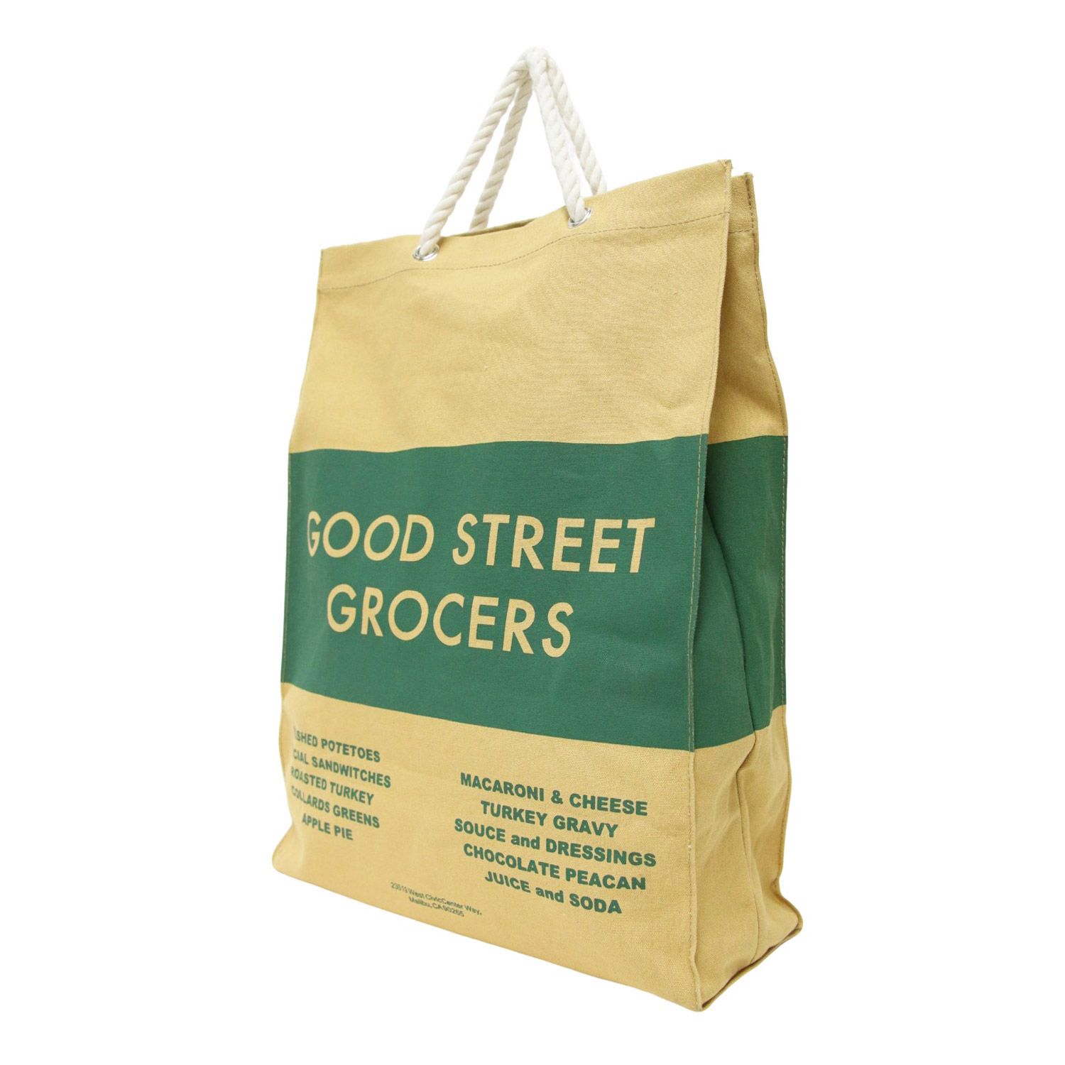 GOOD GRIEF グッドグリーフ バッグ ベージュ グリーン 22秋冬 ロゴ プリント ペーパー トートバッグ STREET GROCERS LARGE ハンドバッグ 肩掛け ロープ キャンバス レディース