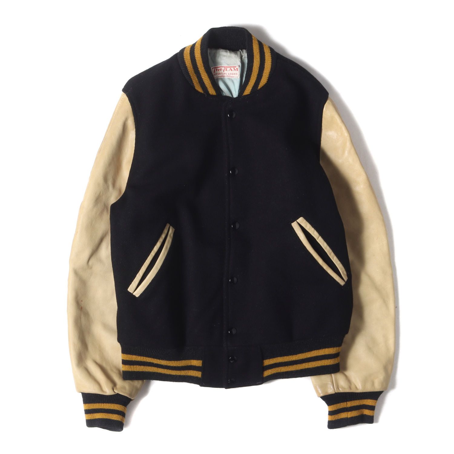 U.S.VINTAGE | 60～70s 無地 袖レザー メルトン スタジャン | THE TEAM