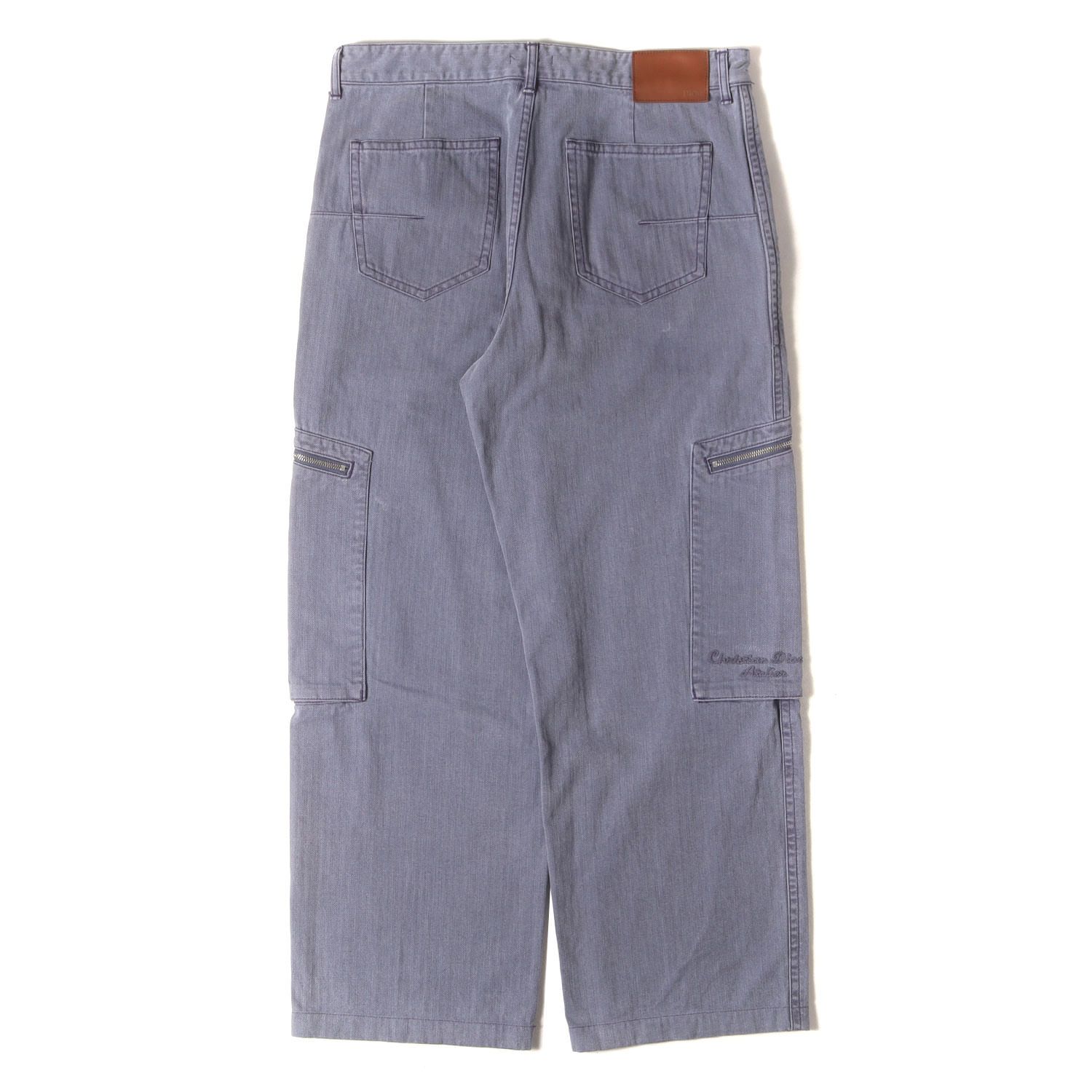 Dior ディオール パンツ グレイッシュライトブルー サイズ 32 アトリエロゴ 刺繍 ヘリンボーン ペインター ボトムス ズボン メンズ K 4650