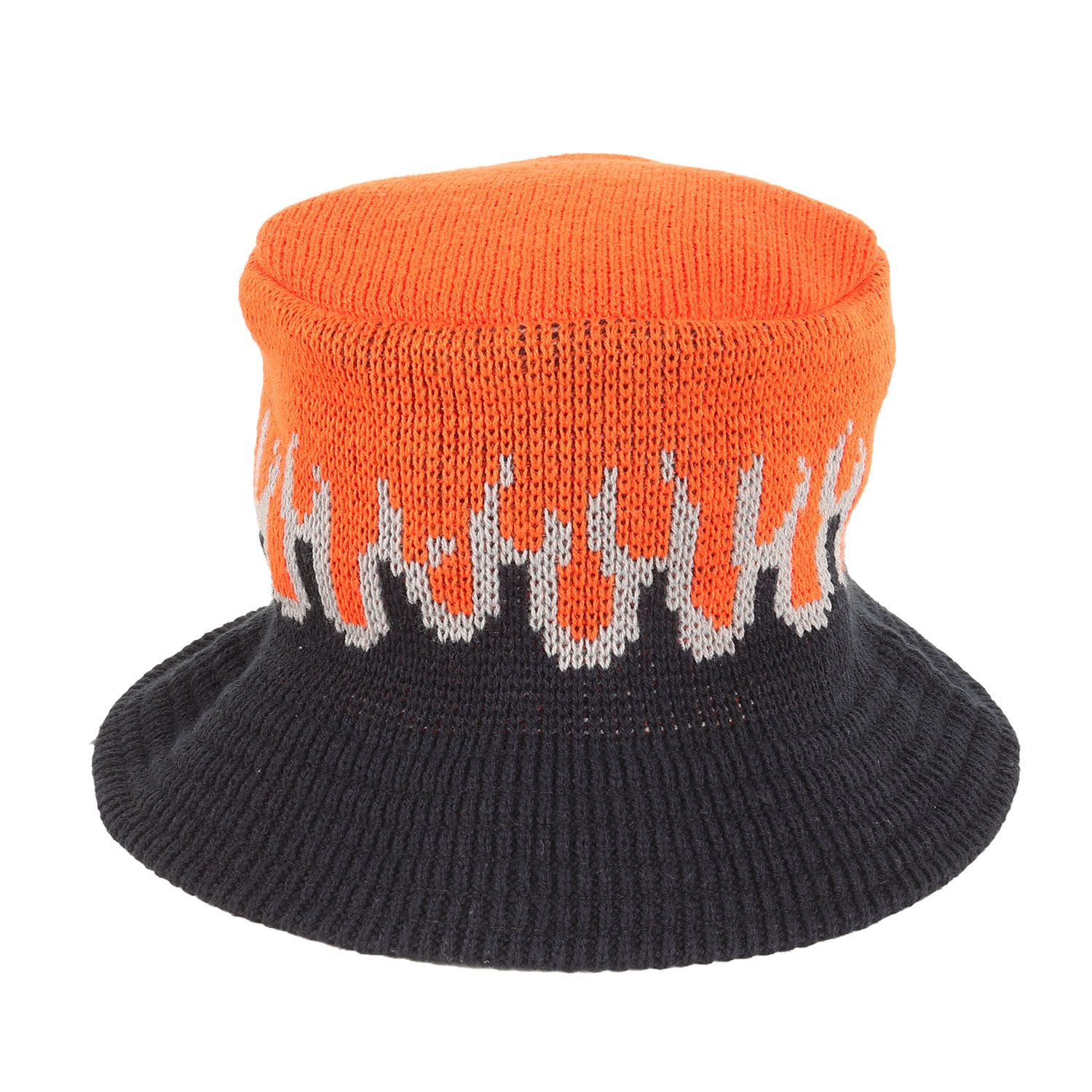 HARLEY ハーレーダビッドソン ハット ブラック オレンジ サイズ 90 s フレイム ニット バケットハット ブランド 帽子 90年代 ヴィンテージ 古着 メンズ