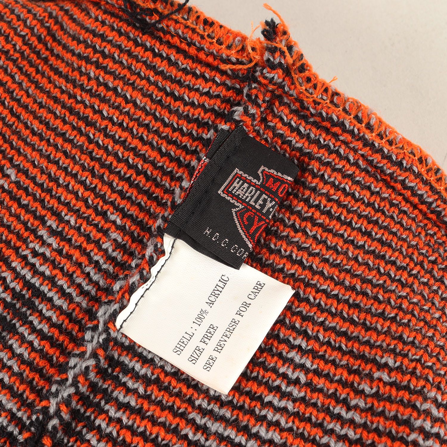 HARLEY- ハーレーダビッドソン ハット ブラック オレンジ サイズ 90 s フレイム ニット バケットハット ブランド 帽子 90年代 ヴィンテージ 古着 メンズ