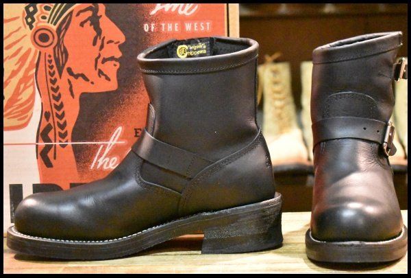 7 E 黒タグ Chippewa チペワ 1901 M 58 ショートエンジニア ブラック 黒 スチールトゥ ビブラム ブーツ FK 253