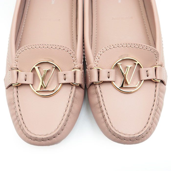 ピンクの猫　LOUIS VUITTON レザーローファー8 1/2 LOUISVUITTONピンクローファー
