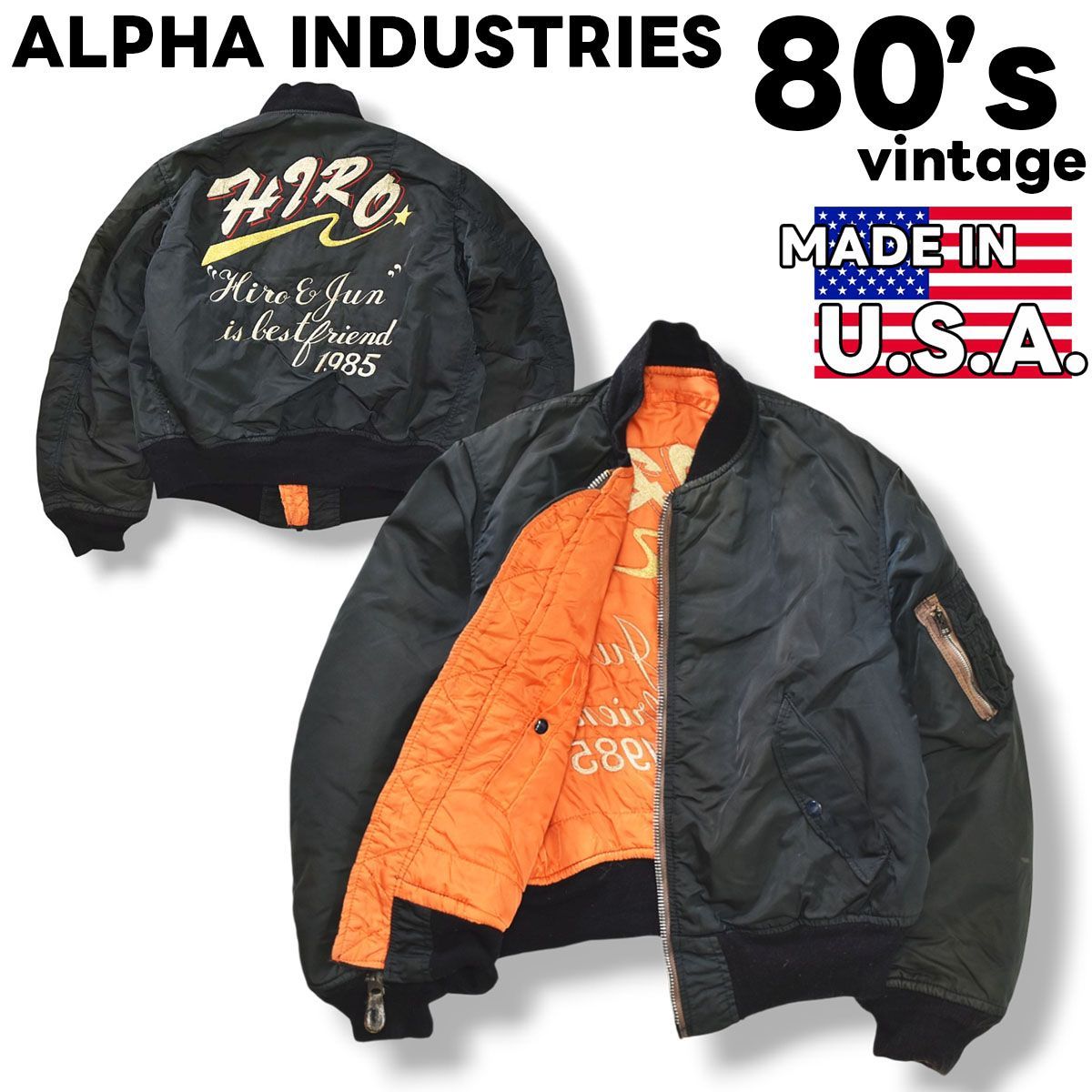 80s ヴィンテージ USA製 アルファ ALPHA MA-1 フライト ジャケット