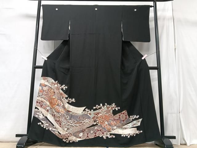 平和屋着物□豪華黒留袖 駒刺繍 花鼓文 金彩 正絹 逸品 CAAZ1905xe