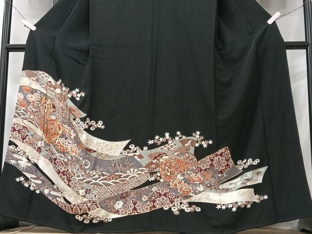 平和屋着物●豪華黒留袖　駒刺繍　熨斗花文　金彩　正絹　逸品　未使用　AABF0358fy 楽天市場】平和屋着物□豪華黒留袖 駒刺繍 尾長鳥霞文 金糸 正絹 逸品