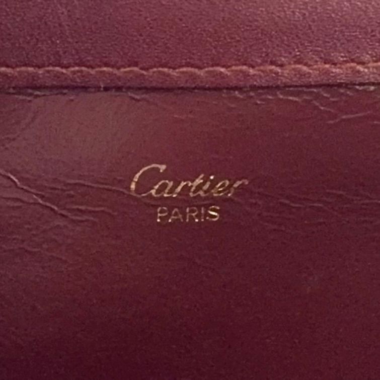 Cartier マストライン レザー ボルドー クラッチバッグ ゴールド