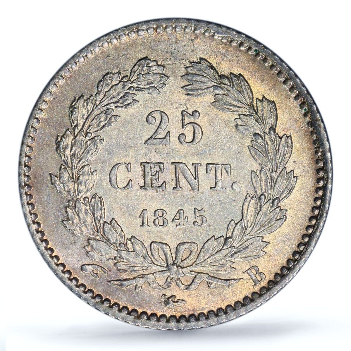 フランス 25セント レギュラーコイン ルイ フィリップ KM 755 MS 63 PCGS 銀貨 1845年