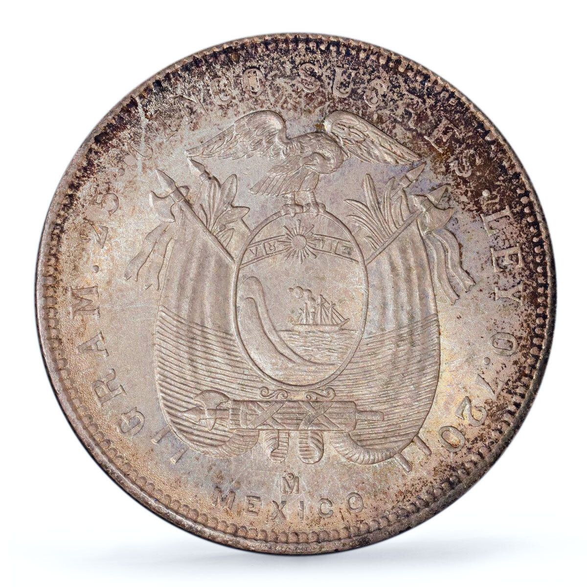エクアドル 5 スクレ共和国貨幣アントニオ スクレ KM 79 MS 64 PCGS 銀貨 1944