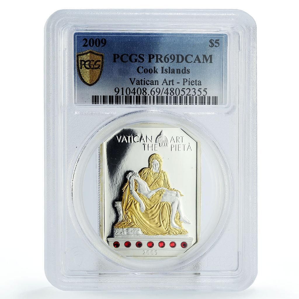 クック諸島 5ドル バチカンアート ピエタ ギルト PR 69 PCGS 銀貨 2009年