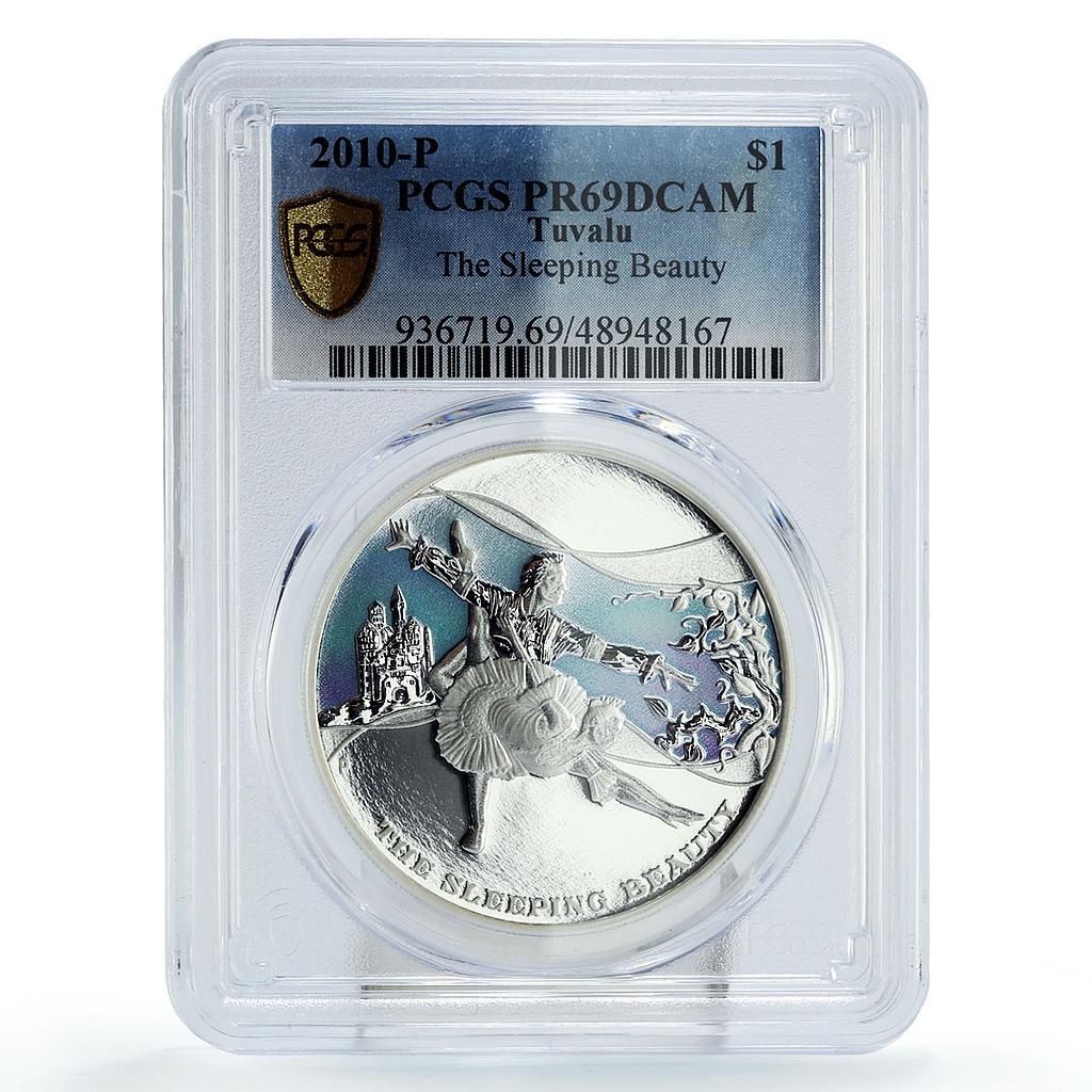ツバル 1ドル 童話 バレエ 眠れる森の美女 PR69 PCGS 銀貨 2010年