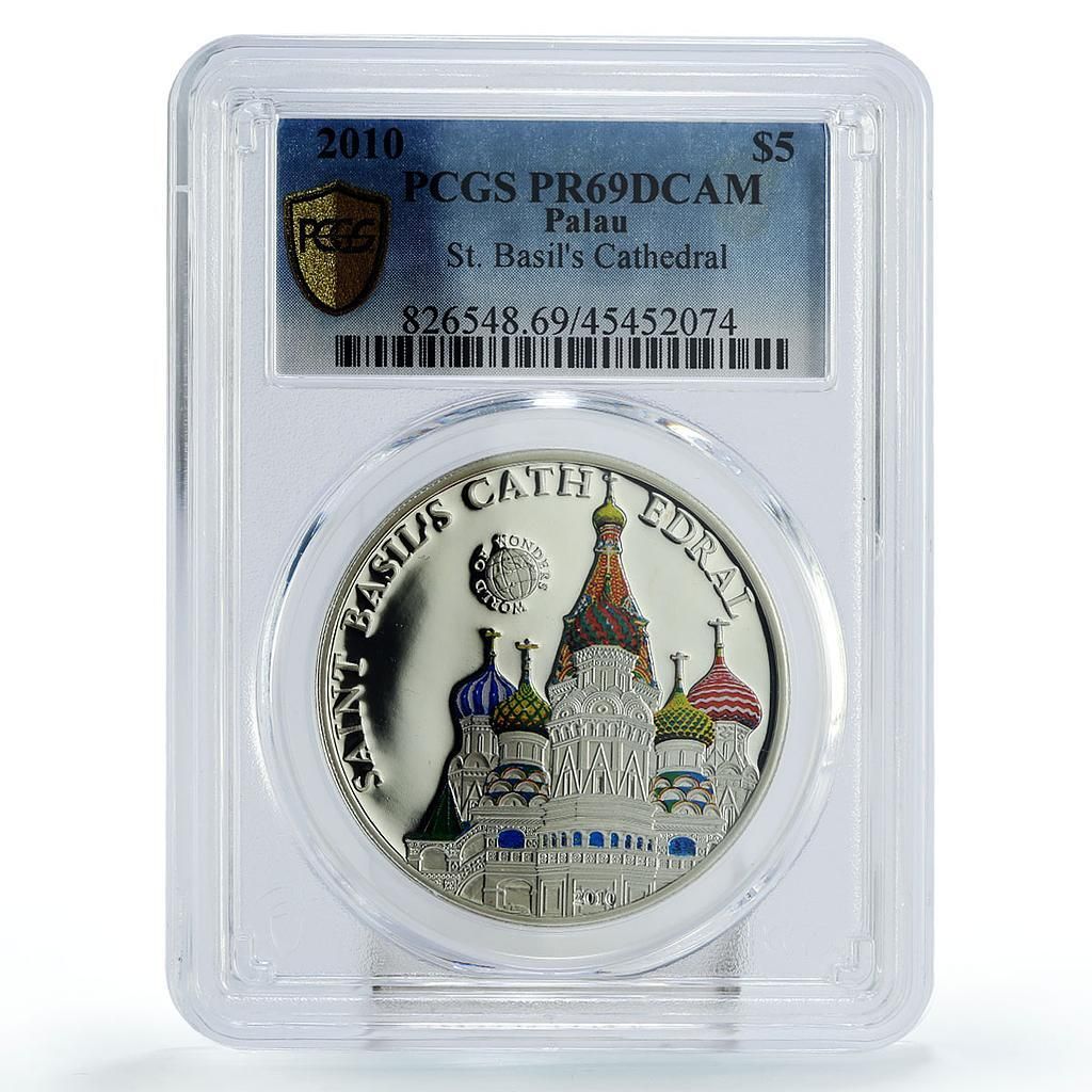 パラオ 5ドル ワールド オブ ワンダーズ 聖ワシリイ大聖堂 PR 69 PCGS 銀貨 2010年