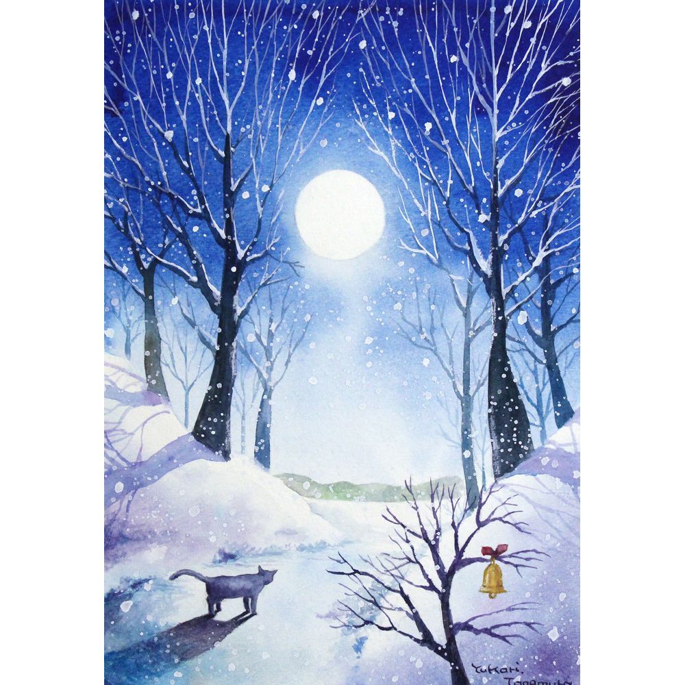 原画）月冴ゆる【SMサイズ／水彩画／#2820】 - メルカリ