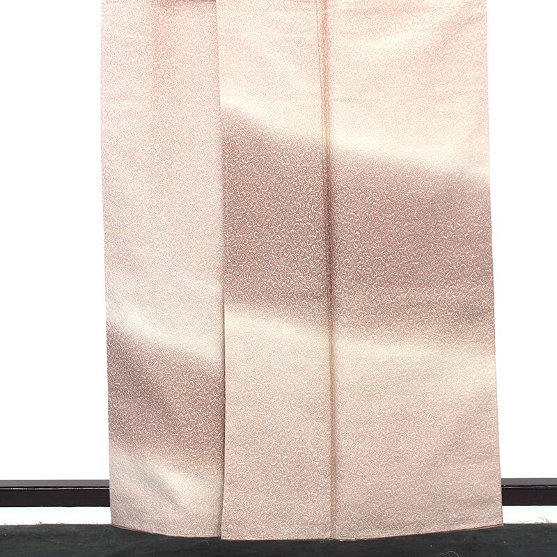 無地付下げ 一つ紋 五三の桐 袷 レディース 正絹 薄桃 色分けぼかし 鳥