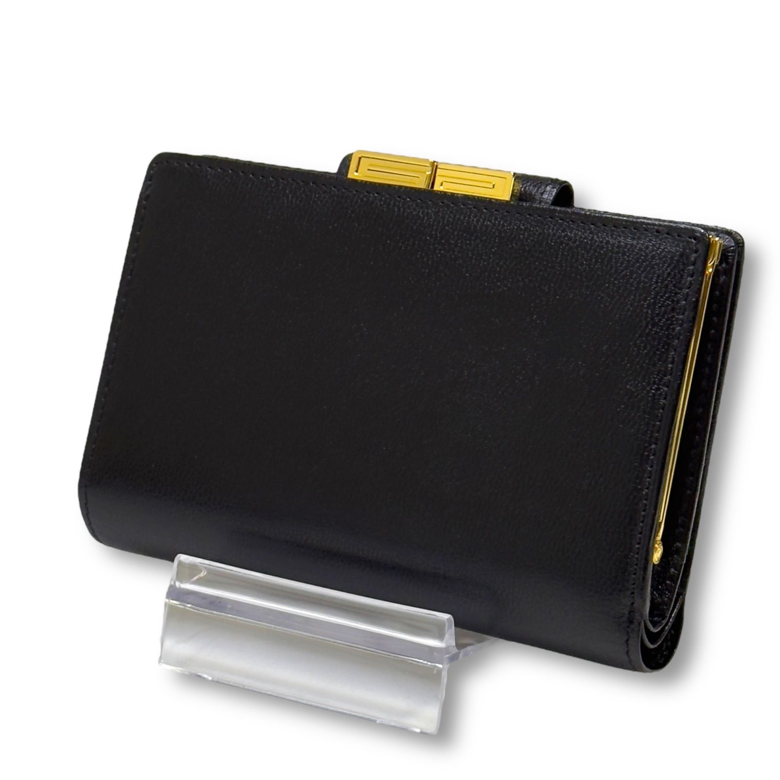 GIVENCHY がま口 2つ折財布 ブラック レザー 4Gロゴ ジバンシー GIVENCHY ジバンシー がま口 二つ折り財布 4Gロゴ ヴィンテージ Agioka