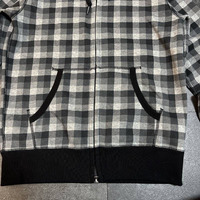 OLD UNIQLO Double Zip Hoodie Checkered Gray/Black Tag M Mens